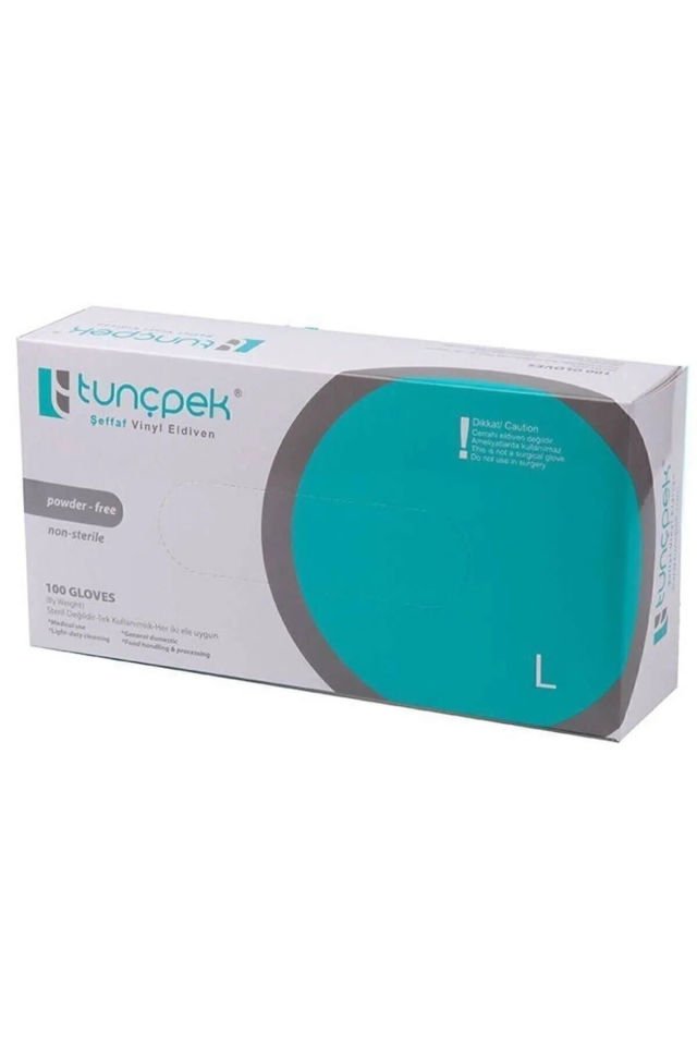 Tunçpek Pudrasız Vinil Eldiven Beyaz Large 100'lü