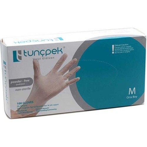 Tunçpek Pudrasız Vinil Eldiven Beyaz Medium 100'lü