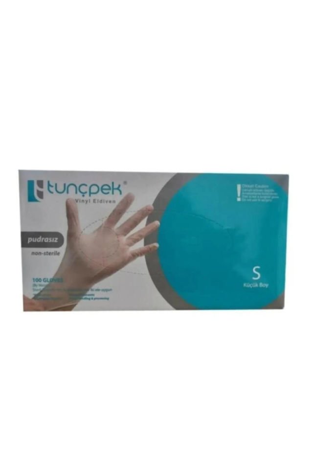 Tunçpek Pudrasız Vinil Eldiven Beyaz Small 100'lü