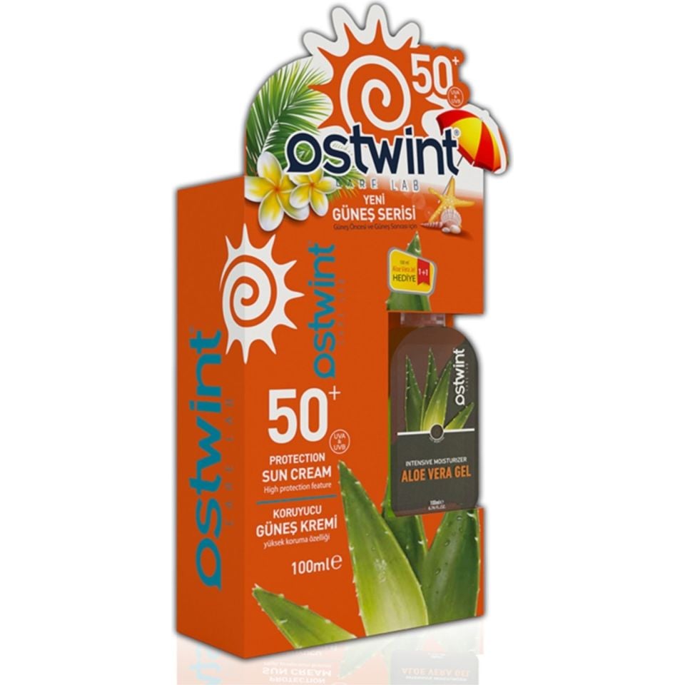 Ostwint Spf 50+ Güneş Kremi 100 ML-E Vitaminli + Aloe Vera Jel 100 ML