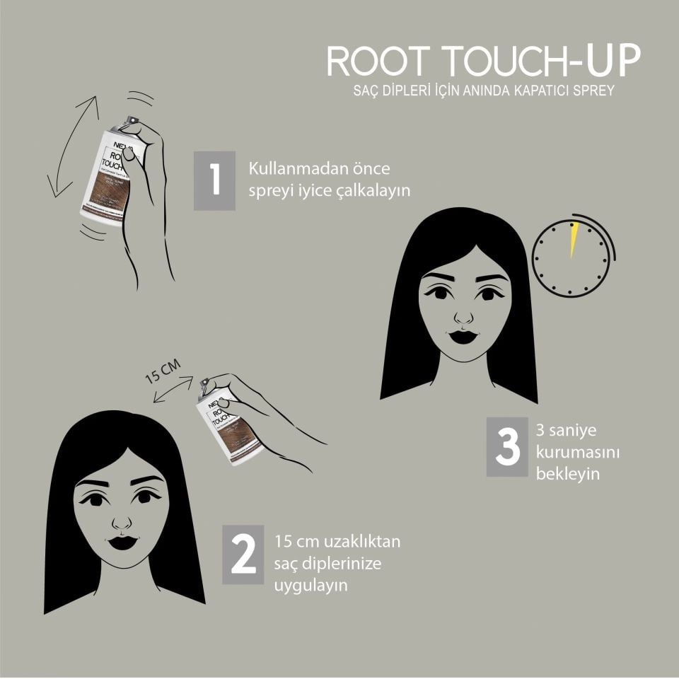 Root Touch-Up Neva Kumral Saç Dipleri İçin Kapatıcı Sprey 75 ML