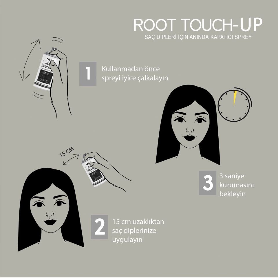Root Touch-Up  Neva Siyah Saç Dipleri İçin Kapatıcı Sprey 75 ML